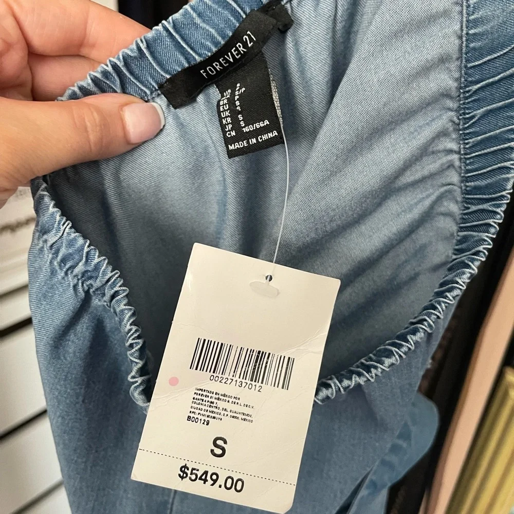 Strapless chambray jumpsuit - Picture 5 of 8